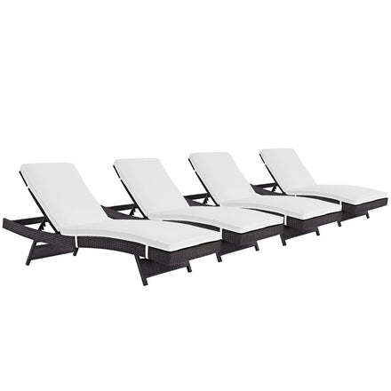 Convene Outdoor Patio Chaise Set of 4 in Espresso White