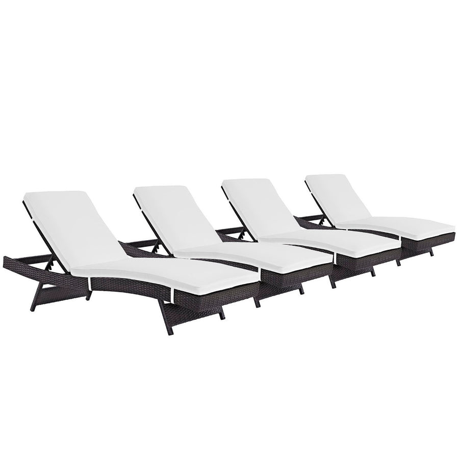 Sienna Outdoor Patio Chaise Set of 4 in Espresso White