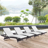 Sienna Outdoor Patio Chaise Set of 4 in Espresso White