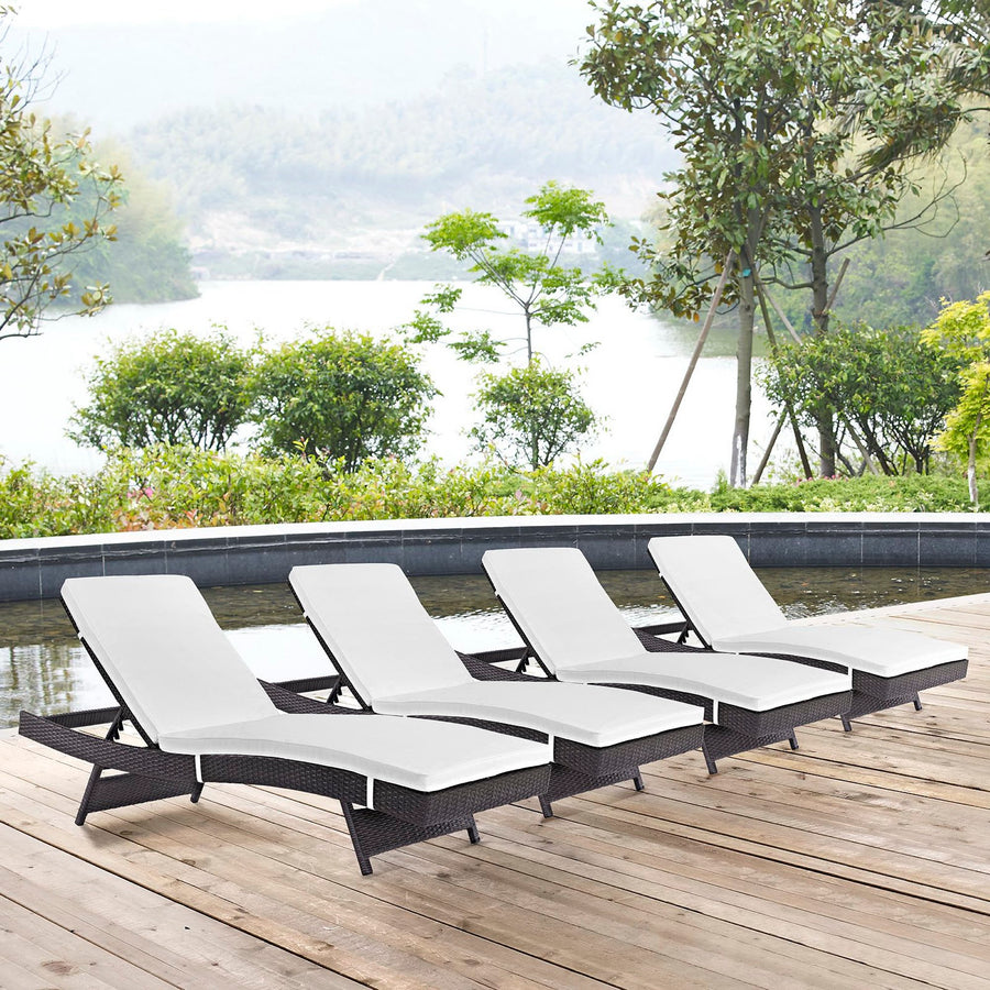 Sienna Outdoor Patio Chaise Set of 4 in Espresso White
