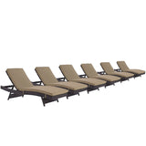 Sienna Outdoor Patio Chaise Set of 6 in Espresso Mocha