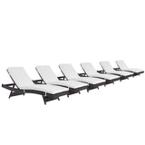 Sienna Outdoor Patio Chaise Set of 6 in Espresso White