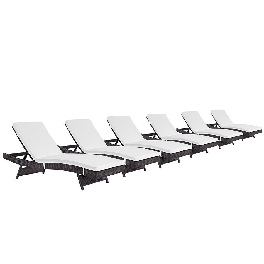 Sienna Outdoor Patio Chaise Set of 6 in Espresso White