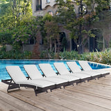 Sienna Outdoor Patio Chaise Set of 6 in Espresso White