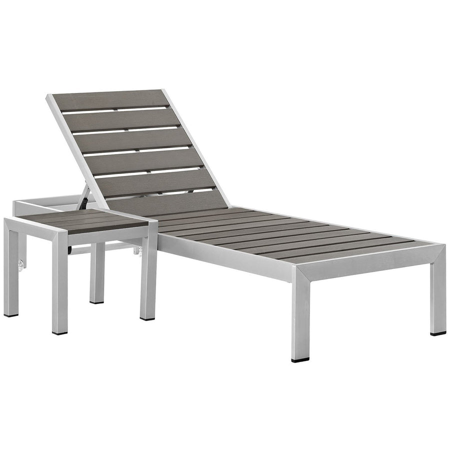 Marlow 2 Piece Outdoor Patio Aluminum Set in Silver Gray