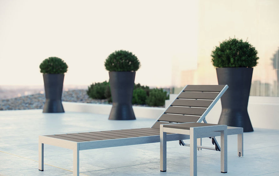 Marlow 2 Piece Outdoor Patio Aluminum Set in Silver Gray