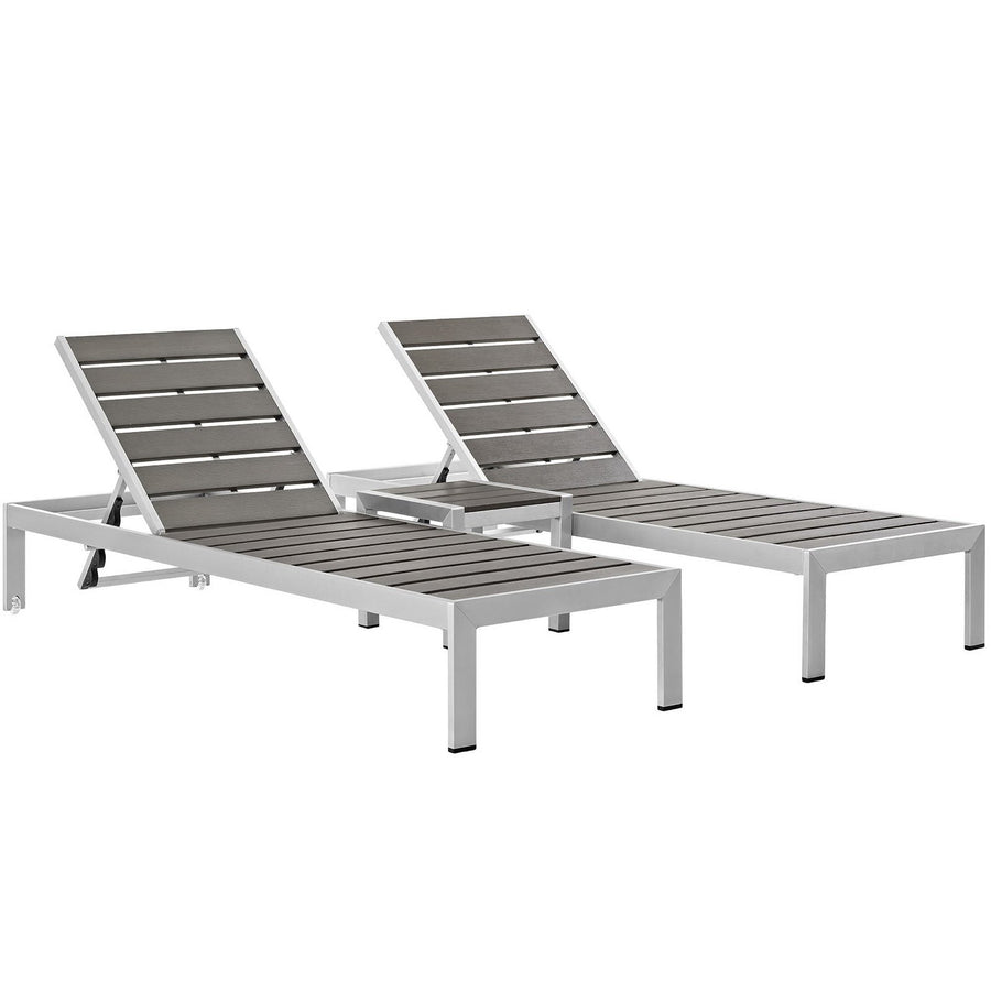 Marlow 3 Piece Outdoor Patio Aluminum Set in Silver Gray