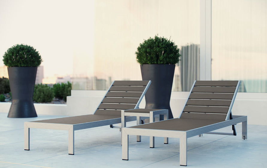 Marlow 3 Piece Outdoor Patio Aluminum Set in Silver Gray
