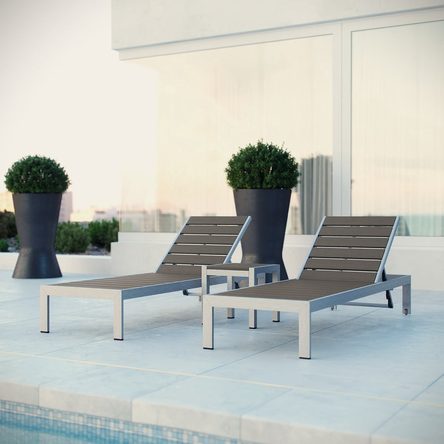 Marlow 3 Piece Outdoor Patio Aluminum Set in Silver Gray