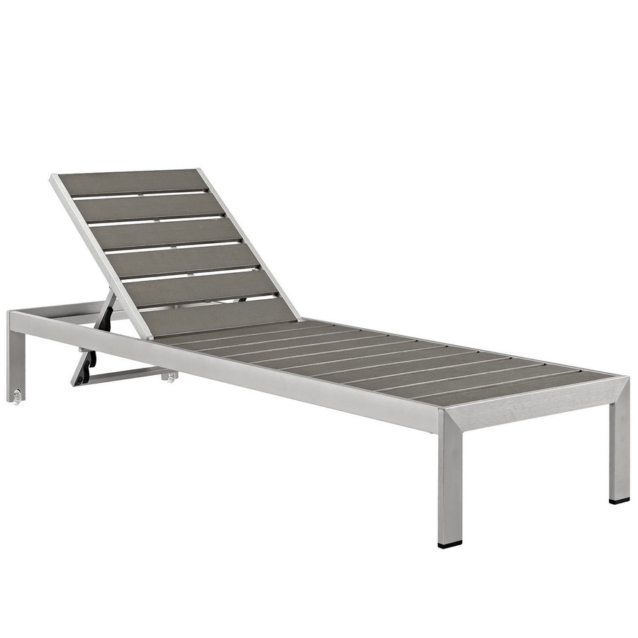 Marlow Outdoor Patio Aluminum Chaise Set of 4 in Silver Gray