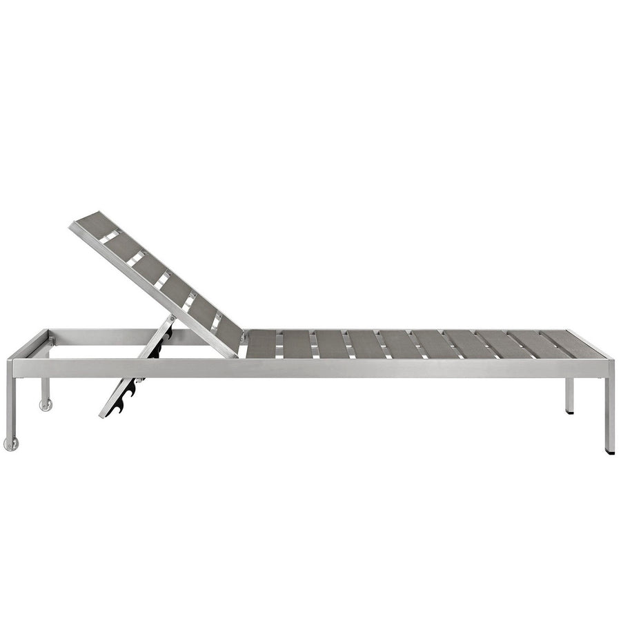 Marlow Outdoor Patio Aluminum Chaise Set of 6 in Silver Gray