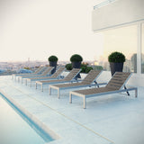 Marlow Outdoor Patio Aluminum Chaise Set of 6 in Silver Gray