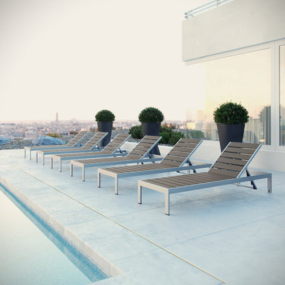 Shore Outdoor Patio Aluminum Chaise Set of 6 by Furniture For America
