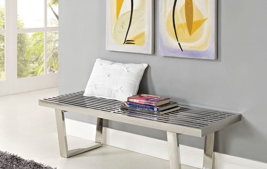 Nadia 4' Stainless Steel Bench in Silver