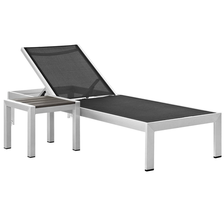 Marlow 2 Piece Outdoor Patio Aluminum Set in Silver Black