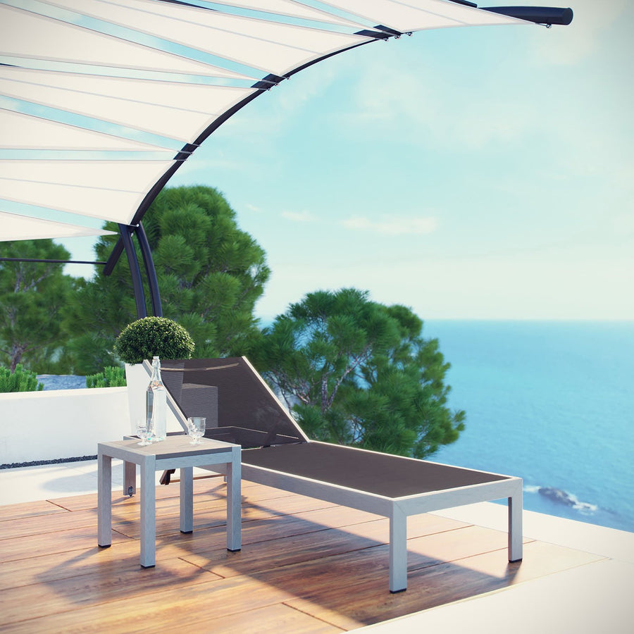 Marlow 2 Piece Outdoor Patio Aluminum Set in Silver Black