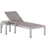 Marlow 2 Piece Outdoor Patio Aluminum Set in Silver Gray