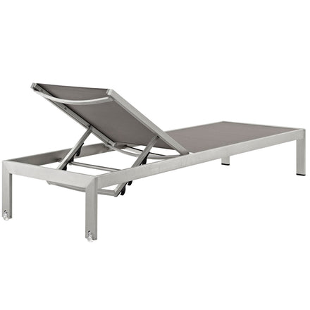 Shore 2 Piece Outdoor Patio Aluminum Set in Silver Gray