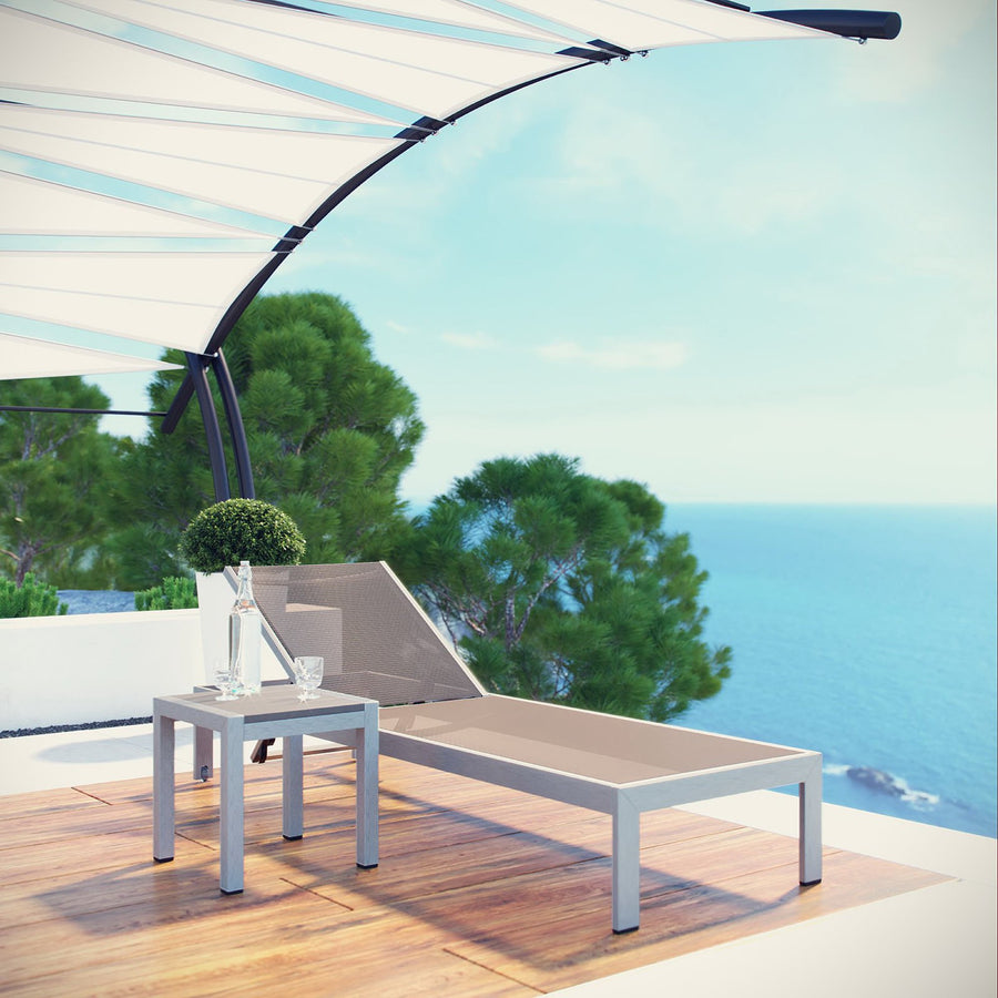 Marlow 2 Piece Outdoor Patio Aluminum Set in Silver Gray