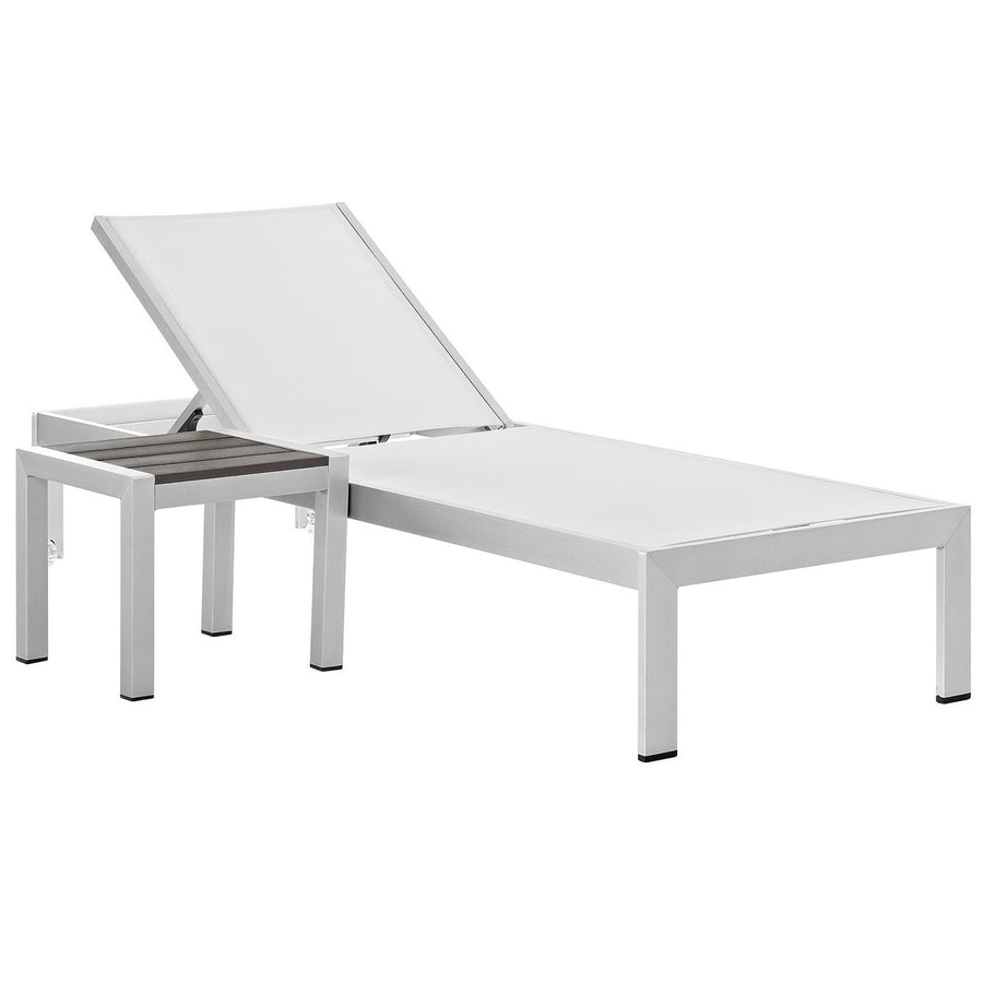 Marlow 2 Piece Outdoor Patio Aluminum Set in Silver White