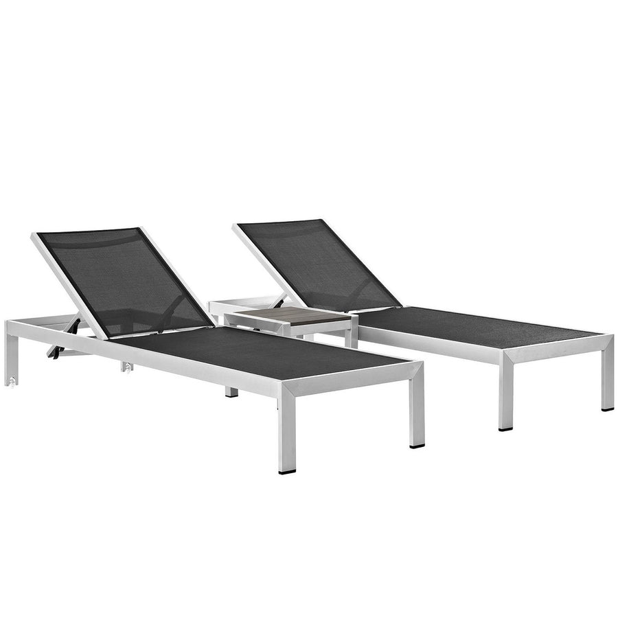 Marlow 3 Piece Outdoor Patio Aluminum Set in Silver Black