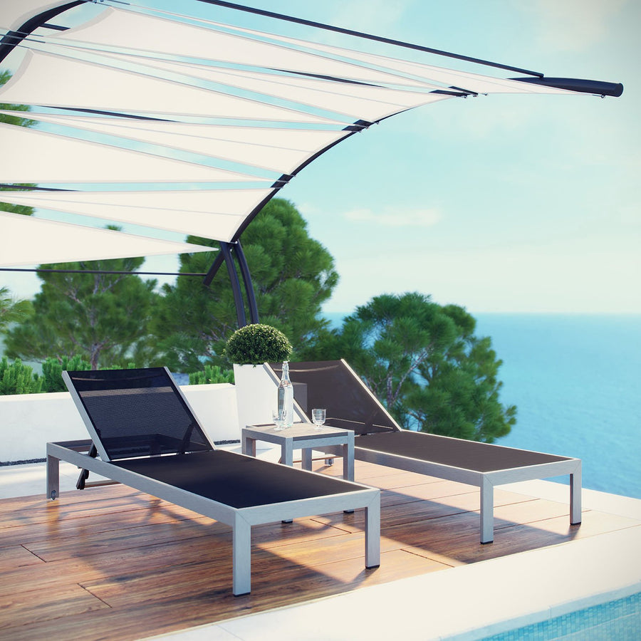 Marlow 3 Piece Outdoor Patio Aluminum Set in Silver Black
