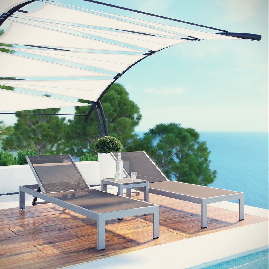 Marlow 3 Piece Outdoor Patio Aluminum Set in Silver Gray