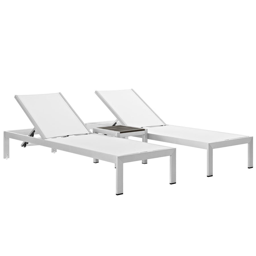 Marlow 3 Piece Outdoor Patio Aluminum Set in Silver White