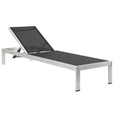 Marlow Outdoor Patio Aluminum Chaise Set of 2 in Silver Black