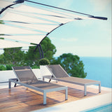 Marlow Outdoor Patio Aluminum Chaise Set of 2 in Silver Gray