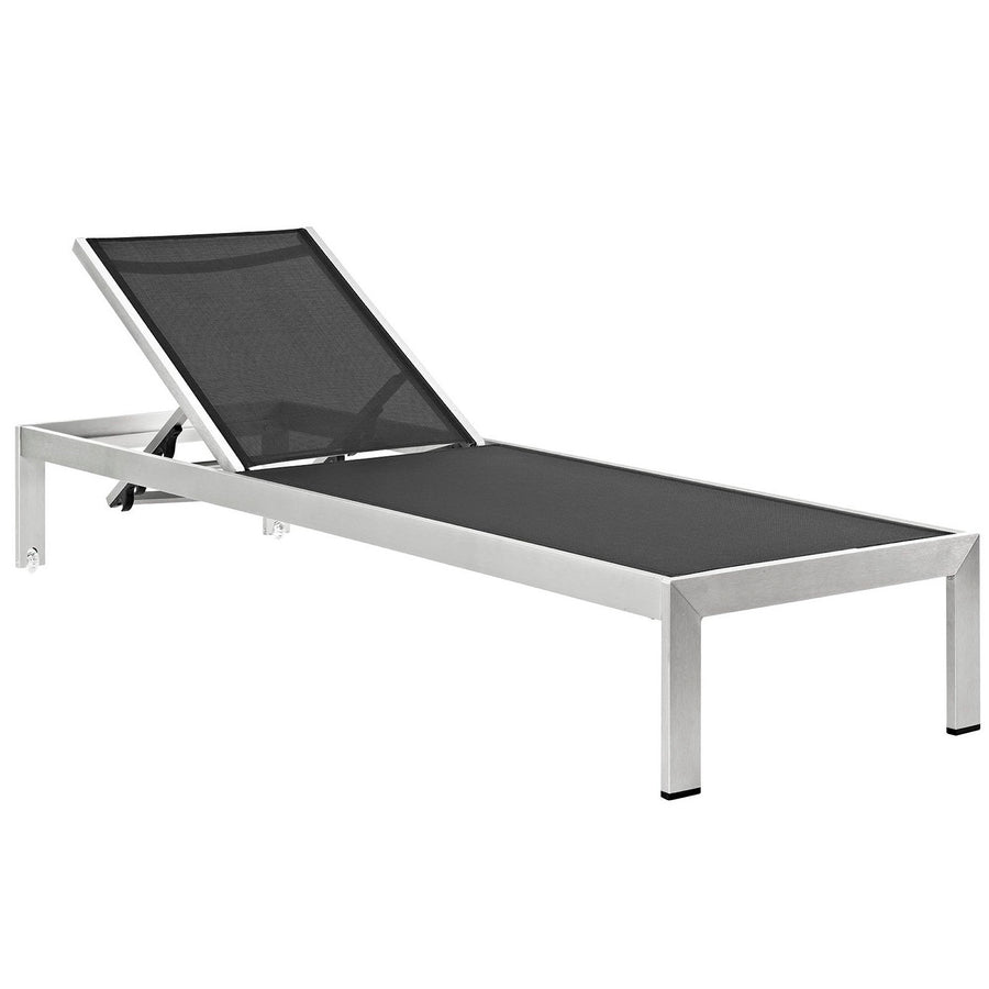 Marlow Outdoor Patio Aluminum Chaise Set of 4 in Silver Black