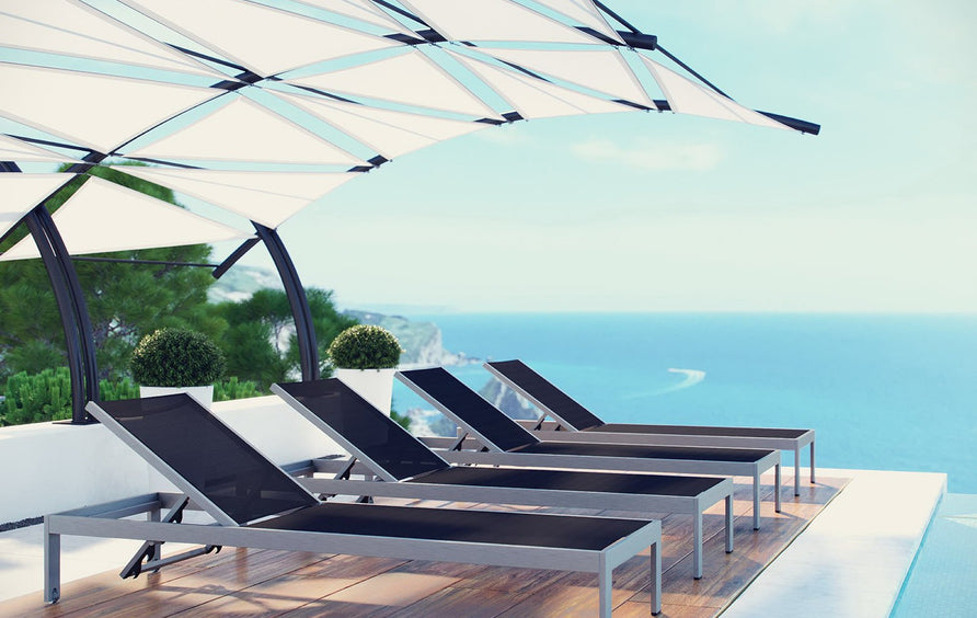Marlow Outdoor Patio Aluminum Chaise Set of 4 in Silver Black