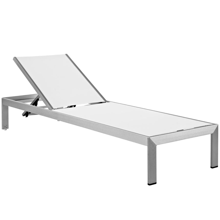 Marlow Outdoor Patio Aluminum Chaise Set of 4 in Silver White