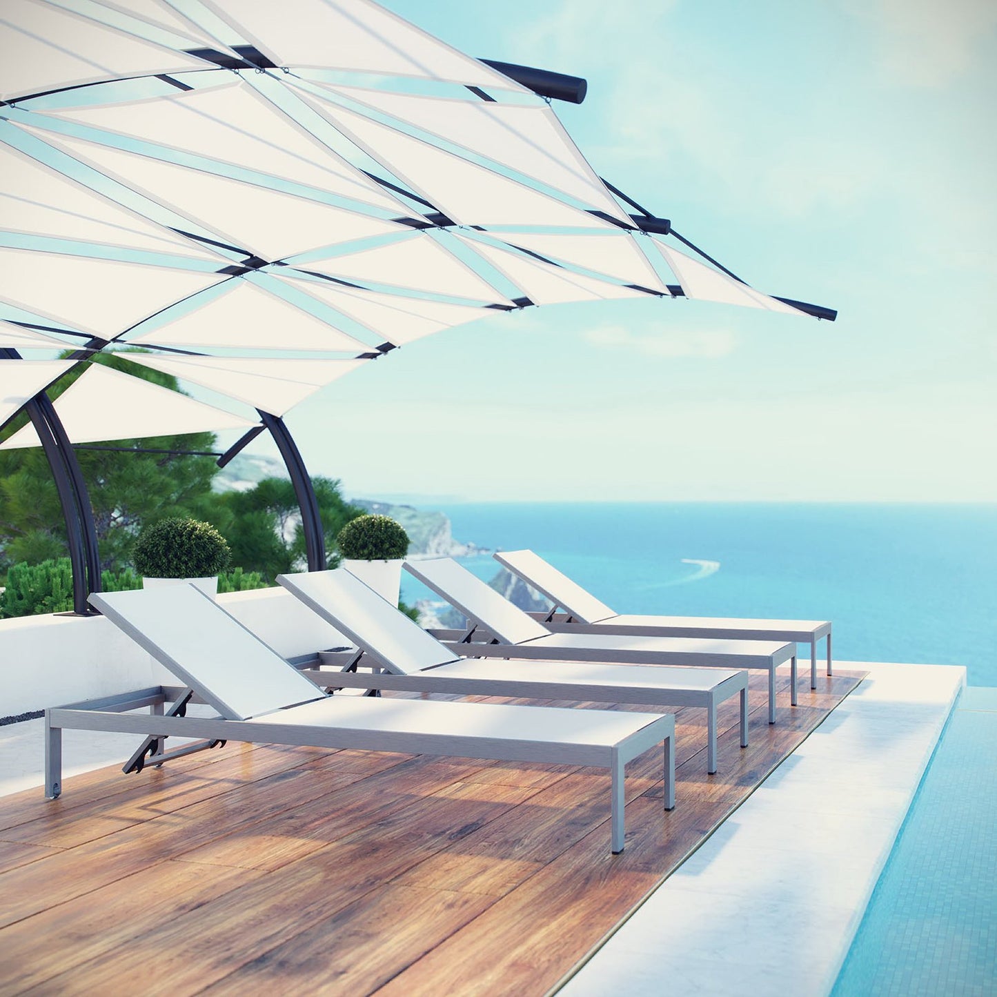 Shore Outdoor Patio Aluminum Chaise Set of 4 by Furniture for America