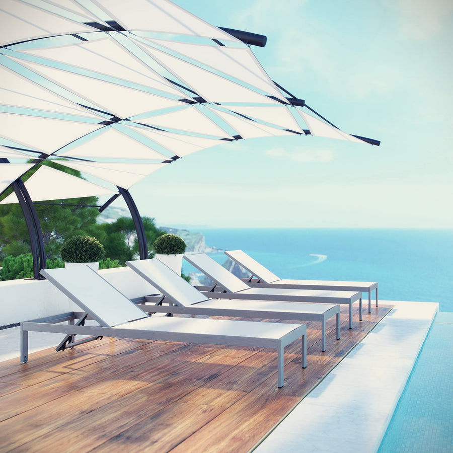 Marlow Outdoor Patio Aluminum Chaise Set of 4 in Silver White