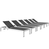 Marlow Outdoor Patio Aluminum Chaise Set of 6 in Silver Black