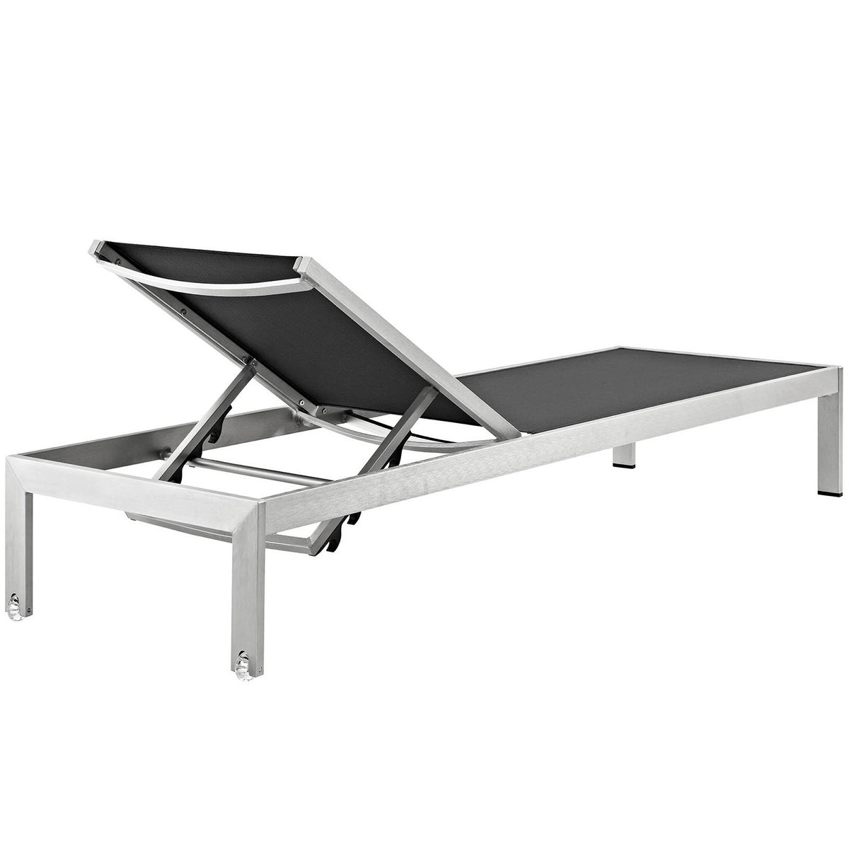 Shore Outdoor Patio Aluminum Chaise Set of 6 in Silver Black