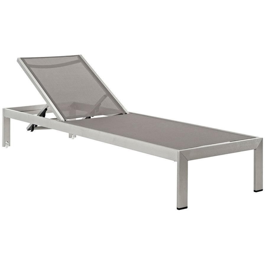 Marlow Outdoor Patio Aluminum Chaise Set of 6 in Silver Gray