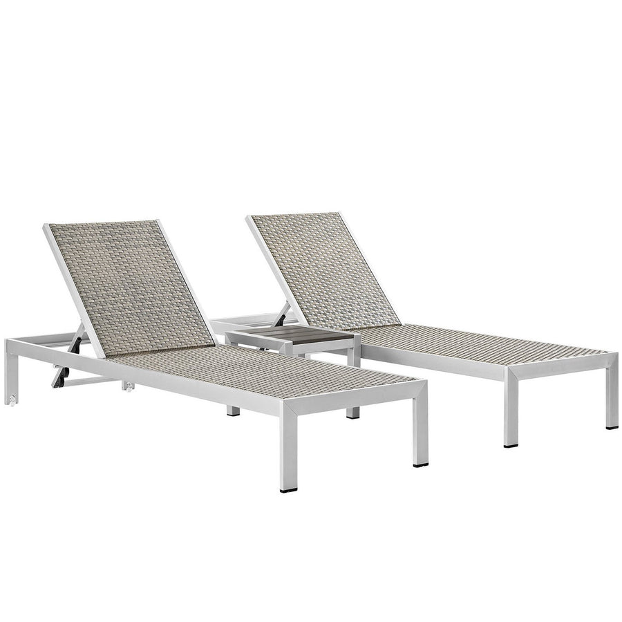 Marlow 3 Piece Outdoor Patio Aluminum Set in Silver Gray