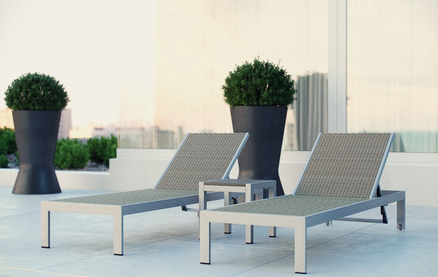 Marlow 3 Piece Outdoor Patio Aluminum Set in Silver Gray