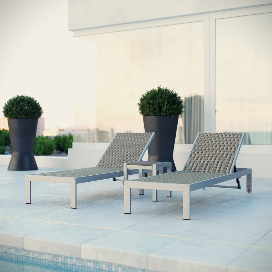 Marlow 3 Piece Outdoor Patio Aluminum Set in Silver Gray