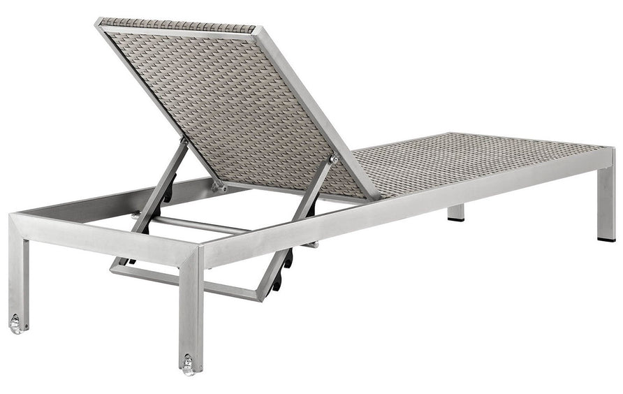 Marlow Outdoor Patio Aluminum Chaise Set of 6 in Silver Gray