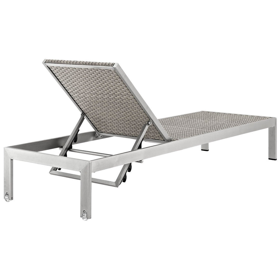 Marlow Outdoor Patio Aluminum Chaise Set of 6 in Silver Gray