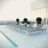 Marlow Outdoor Patio Aluminum Chaise Set of 6 in Silver Gray