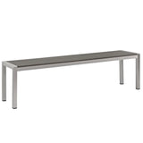 Marlow 3 Piece Outdoor Patio Aluminum Dining Set in Silver Gray