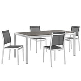 Marlow 5 Piece Outdoor Patio Aluminum Dining Set in Silver Black