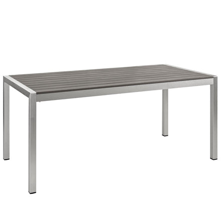 Shore 5 Piece Outdoor Patio Aluminum Dining Set in Silver Black