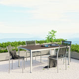 Marlow 5 Piece Outdoor Patio Aluminum Dining Set in Silver Black