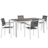 Marlow 5 Piece Outdoor Patio Aluminum Dining Set in Silver Black