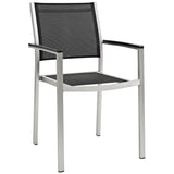 Marlow 5 Piece Outdoor Patio Aluminum Dining Set in Silver Black